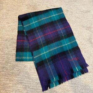 Pierre Cardin Blue & Green Plaid Winter Scarf - 68” X 12”